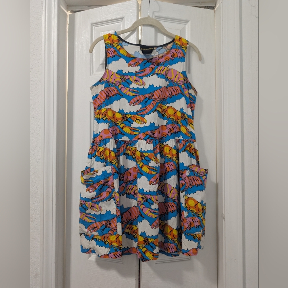 Blue Multicolor Lobster Dream Large Pocket Dress - Picture 2 of 3